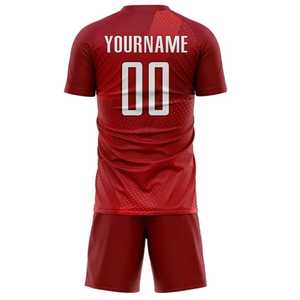 Conjunto de Camiseta de Fútbol Sublimada Personalizada para Hombre, Roja y Blanca, de Secado Rápido, Poliéster, con Impresión del Nombre del Equipo, Cuello Redondo, Manga Corta, Corte Atlético - Product Image 3