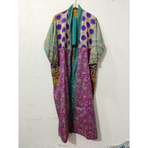 Bata de Casa de Seda de Lujo para Mujer, Kimono Bohemio Estampado Unisex, Ropa de Dormir Térmica para Mujer, Vestido de Playa, Kimono de Seda con Parches - Product Image 4