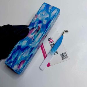 GETUP BROSONS 90 Degree Blue Stainless Steel Eyelash Tweezers <b>Precision</b> <b>Tool</b> with Custom Logo Packaging - Product Image 2