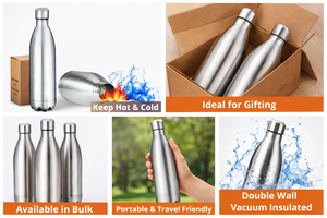 Bouteille d'eau isotherme en acier inoxydable personnalisée Liviya avec impression sérigraphique pour usage promotionnel, Fête des Mères, Pâques - Product Image 2