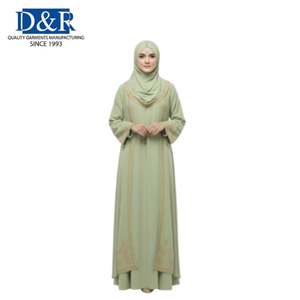 Robe Abaya Superposée Décontractée en Chiffon de Polyester pour Femme, Meilleure Vente, Vêtements Islamiques Malaisiens OEM, Kaftan, Hijab de Fête en Gros - Product Image 3