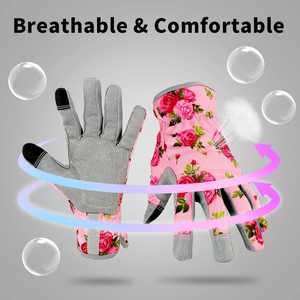 Guantes de Jardinería Transpirables con Sublimación de Flores, con Garras de Cuero en la Palma, para Plantar, Trabajar en el Jardín, Equipo de Protección - Product Image 3