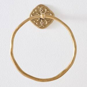 Support de serviette mural rond en laiton finition or pour salle de bain de luxe, idéal pour hôtels et usage domestique - Product Image 2