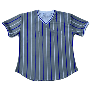 Zeta Grey Pinstripe Unisex Baseball Jersey V-Neck Breathable 100% Polyester Unisex Sports Jersey For Sorority & Fraternity Wear - Product Image 6