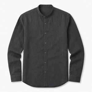 Chemise d'été respirante pour homme en lin uni, col à revers boutonné, manches longues, coupe classique, décontractée et professionnelle, OEM ODM, logo personnalisé - Product Image 5