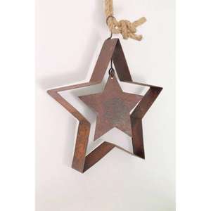 Étoile en métal rustique suspendue Accent décoratif Étoile de Noël Étoiles galvanisées de style vintage pour la maison et le jardin - Product Image 1