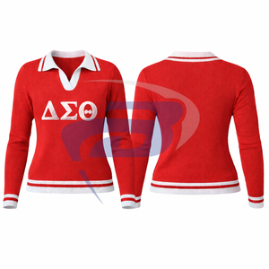 Delta |   Sigma |   Suéter de punto verde informal para mujer de Theta Sorority con estampado de letras DST, suéter con letras, personalizado con cualquier logotipo - Product Image 3