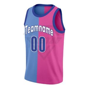 เสื้อบาสเก็ตบอลแฟชั่นสีชมพูฟ้าแบบแยกส่วน  รับผลิตตามสั่งด้วยเทคนิค Sublimation ผ้าโพลีเอสเตอร์ตาข่าย บริการ OEM - Product Image 1