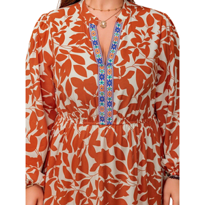 Vestido largo de verano para mujer con estampado floral y lazo frontal - Product Image 6