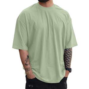 Camiseta de algodón naranja extragrande para hombre, cuello redondo, manga corta, color liso, informal, de punto. - Product Image 4