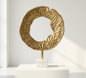 Elegante Escultura de Aluminio Dorado, Figura Moderna Abstracta Artística, Decoración de Mesa Ecológica Hecha a Mano y Duradera para el Salón - Product Image 4