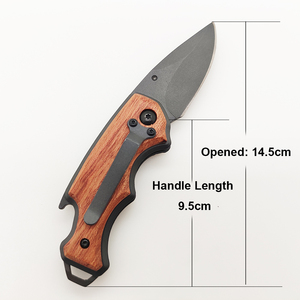 Navaja Plegable Utilitaria con Hoja de Acero de 20.8cm, Punta de Gota, Perilla de Pulgar, Mango de Madera, Diseño Artístico, Grosor de 0.5mm, Longitud Total de 6.7in - Product Image 5