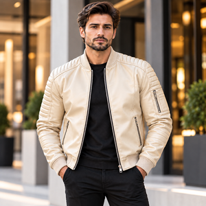 Chaqueta de Cuero para Hombre con Acabado Texturizado, Paneles Acolchados en los Hombros, Dobladillo Acanalado, Prenda Exterior de Moda Premium, Diseño Personalizado - Product Image 1