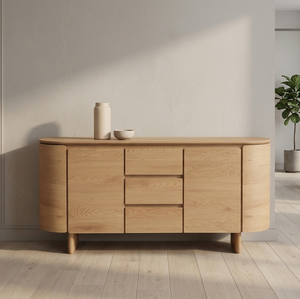 Commode en bois massif Kairo avec 3 tiroirs, design moderne pour chambre et salon, meuble de rangement écologique et durable - Product Image 1
