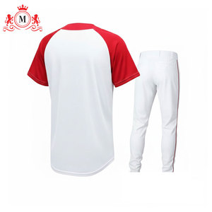 Maillot de baseball blanc pour homme avec accents rouges, ensemble uniforme en polyester respirant, taille adulte, nom d'équipe personnalisé - Product Image 6