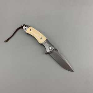 Couteau pliant d'extérieur fait main en acier Damas de haute qualité avec manche en bois, lame fixe de qualité industrielle, idéal pour le camping, OEM - Product Image 2