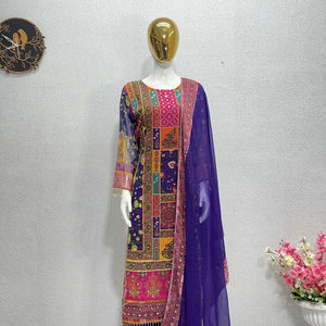 Salwar Kameez Moderne Imprimé avec Broderie Miroir, Tendance et Magnifique, pour Occasions Spéciales, en Faux Georgette de Haute Qualité, avec Pantalon et Dupatta - Product Image 1