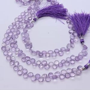AAA Natural Pink Amethyst Faceted Heart Shape Briolette 7 To 8 MM Amethyst Gemstone Beads 9 Inch Strand Amethyst Faceted Beads - Product Image 1