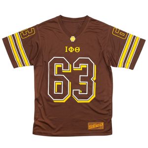 T-shirt de football Iota Phi Theta 63 Marron Or, Tenue Athlétique de Fraternité Grecque, Qualité Premium pour le Jour du Match - Product Image 1