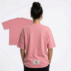 T-shirt pour femme à épaules tombantes, col rond, coupe oversize, avec broderie effet vieilli - Product Image 2