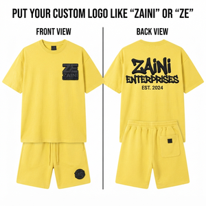 Ensemble T-shirt et short en polaire respirant pour homme ZAINI Premium 280 GSM 100% polyester, jaune uni, avec logo brodé et impression en relief personnalisée - Product Image 1