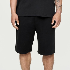 Men's Solid <b>Black</b> Cotton Bermuda Shorts Mid Waist Elastic Comfortable Casual Wear - Product Image 1