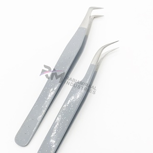 RMI Silver Tip Curve Boot Point Silver Powder Color Tweezers High Quality Stainless Steel Eco-Friendly Anti-Static Eyelash - Product Image 3