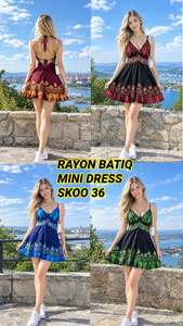 Nouvelle Robe Courte Bohème d'Été 2026 pour Femme en Rayonne Imprimée Batik, Bretelles Fines, Coupe Trapèze, Idéale pour les Vacances et les Tenues Décontractées - Product Image 6