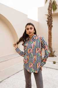 Nueva Camisa Elegante Vintage para Mujer, Estampado Tropical Multicolor, Cuello con Botones, Talla Grande, 100% Algodón, Precio al por Mayor OEM ODM - Product Image 3
