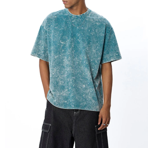 Camiseta de Hombre Nueva, Ligera, de Alta Calidad, de Secado Rápido, de Tela de Algodón, Lavada con Ácido, Talla Grande, al por Mayor, Informal y Urbana - Product Image 1