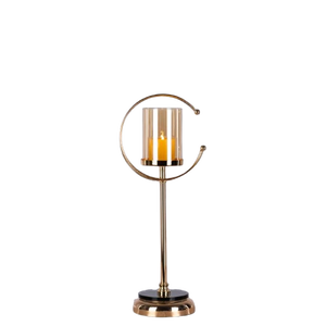 Support de bougie Light The Way (Or, Cognac) – Vente en gros de chandeliers simples en métal doré - Product Image 1