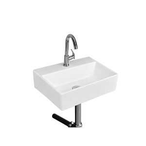 Lavabo Cuadrado de Pared con Grifo Cromado, Diseño Minimalista, Lavabo de Baño de un Solo Orificio con Manija de Palanca - Product Image 1