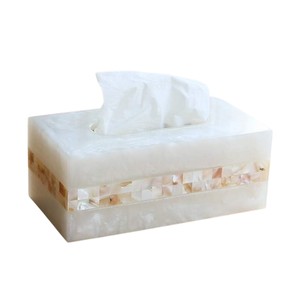 Caja de pañuelos rectangular de alta gama con incrustaciones de nácar y madera hecha a mano para decoración del hogar - Product Image 2