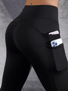 Wholesale High Waist <b>Mesh</b> Yoga Fitness Leggings with 2 Pockets Breathable Skinny Women Workout <b>Pants</b> Spandex Polyester Solid Gym - Product Image 3
