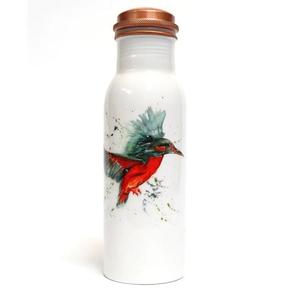 Botella de Agua de Cobre con Diseño de Aves Personalizado, Acabado Blanco, Inspirada en la Naturaleza, Reutilizable, Proveedor Mayorista OEM ODM - Product Image 1