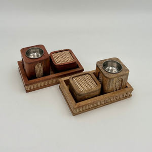 Juego de Incensarios de Madera y Ratán al por Mayor, Incensario Cuadrado de Lujo con Bandeja, Decoración Moderna y Natural para Mesa de Hogar - Product Image 6