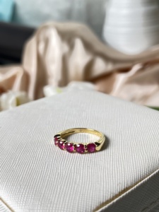 Bague en argent sterling 925 avec pierre précieuse rouge sertie à griffes, or Cu, design tendance, cadeau de mariage et de Noël pour femme - Product Image 3