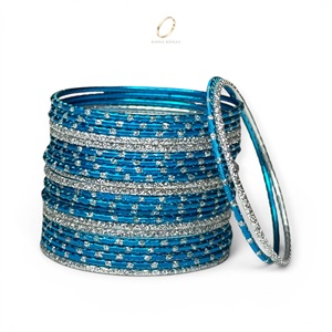Juego de Brazaletes de Acero Inoxidable Azul para Niñas, de Alta Calidad y Gran Venta, para Fiestas, Joyería de Moda India, Fabricación al por Mayor - Product Image 3