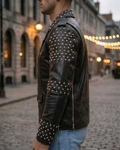 Veste en cuir décontractée légère et écologique de haute qualité pour hommes, séchage rapide, col rabattable, hiver, fourniture OEM, devant - Product Image 4