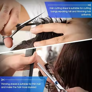 Ciseaux de coiffure professionnels en acier inoxydable légers, noirs et rouges, à pointe affûtée, pour salon de beauté, coupe et effilage des cheveux - Product Image 3