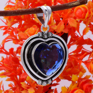 Colgante de Topacio Azul en Forma de Corazón, Plata de Ley 925, Gema de Topacio Azul, Regalo de Joyería para Aniversario, Cumpleaños, Boda, para Ella - Product Image 2