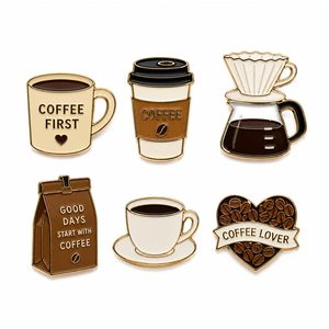 Épingles de revers en gros pour café avec logo personnalisé, badges décoratifs en métal émaillé pour l'image de marque des cafés - Product Image 2