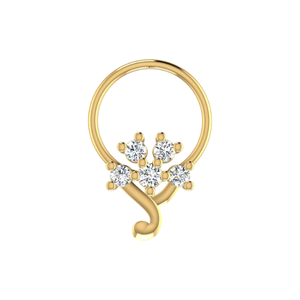 Pince-nez ethnique pour femme en or jaune 14 carats, motif Serene Bloom, 0,097 ct, 0,11 g - Product Image 1
