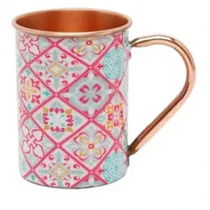 Taza de Cobre con Diseño Oriental de Aves y Flores, Doble Pared, con Asa, para Bebidas en Casa, con Estampado de Aves y Flores - Product Image 3