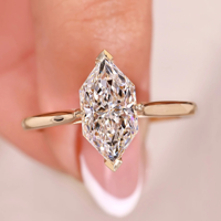 Anillo de compromiso y boda de moissanita con corte marquesa holandés y halo oculto, 2.10 quilates, chapado en oro de 14k, regalo