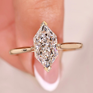 แหวนหมั้นเพชรโมอิสซาไนต์ทรงมาร์ควิสแบบดัตช์ ประดับด้วยวงแหวนซ่อน 2.10 กะรัต ชุบทอง 14k ของขวัญสำหรับงานแต่งงาน - Product Image 5