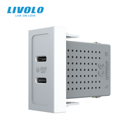 USB-2C Wandsteckdose mit Funktionstaste, Doppel-USB-C-Ausgang, Stromsteckdosenmodul mit 2 Anschlüssen für den Heimgebrauch, Weiß, 22,5mm*45mm