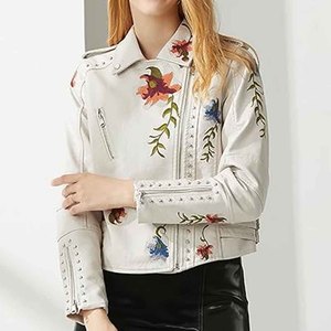 Womens Studded Leather <b>Jacket</b> <b>Punk</b> Style Black Motorcycle Biker <b>Jacket</b> PU Genuine Leather OEM Custom Wholesale - Product Image 2