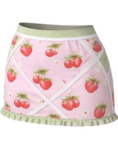 ชุดเซ็ตทูพีซลายสตรอว์เบอร์รี่สีชมพูสำหรับผู้หญิง เสื้อครอปแขนกุดคอกว้างเอวสูงเข้ารูป กระโปรงมินิสั้น ชุดฤดูร้อน - Product Image 5