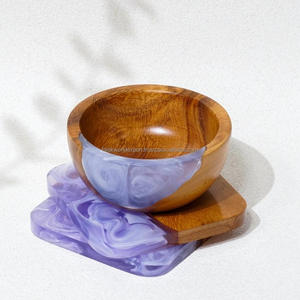 Tazón para servir ensalada de frutas de resina de madera maciza, producto hecho a mano, tazón de madera de resina epoxi de alta calidad para el hogar, tazón de vajilla de FWE - Product Image 1